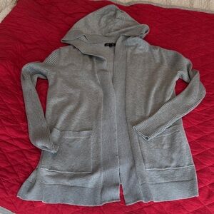 Gray Hooded Open Cardigan by Leroy and Me